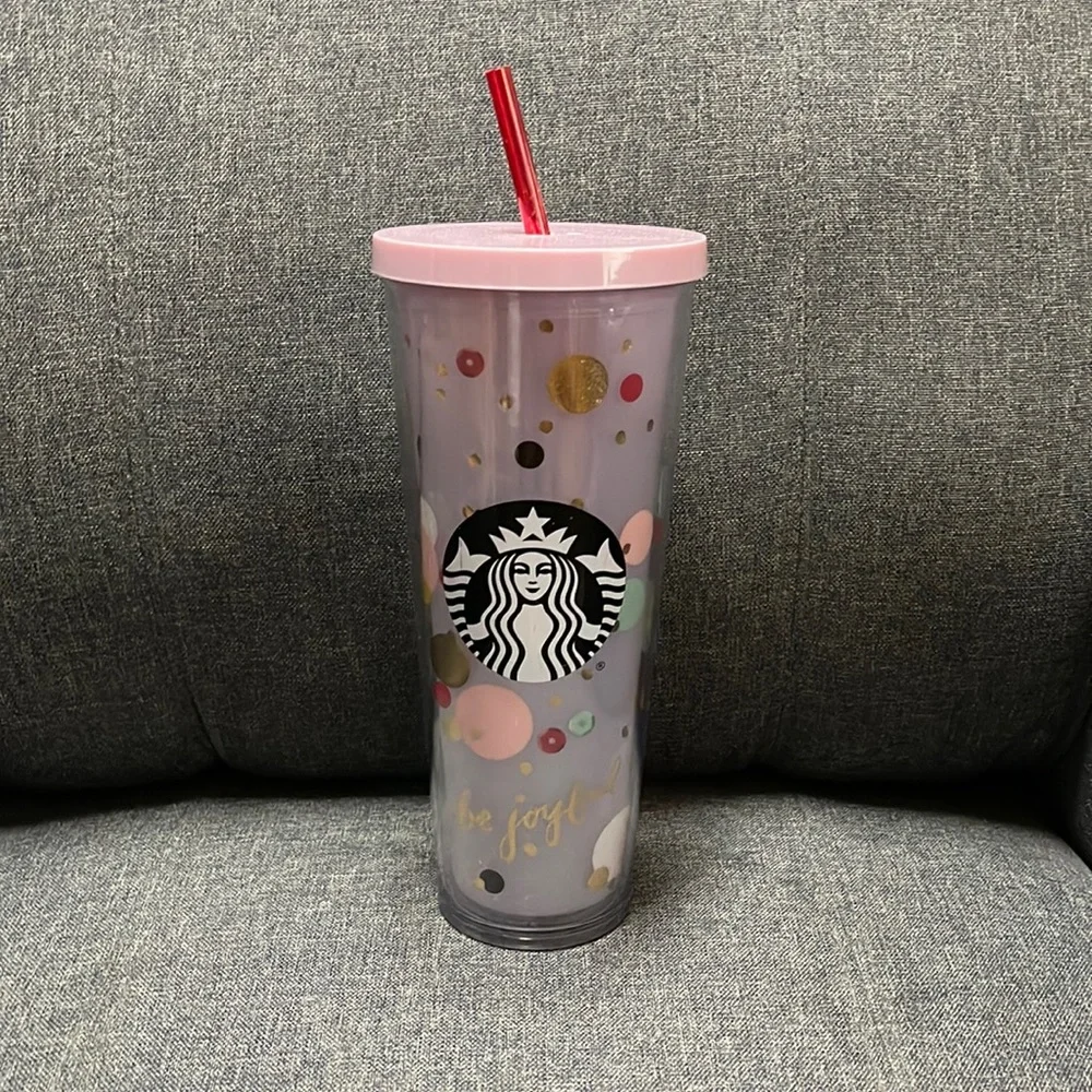 Starbucks Confetti Double Walled Be Joyful Tumbler with Straw
